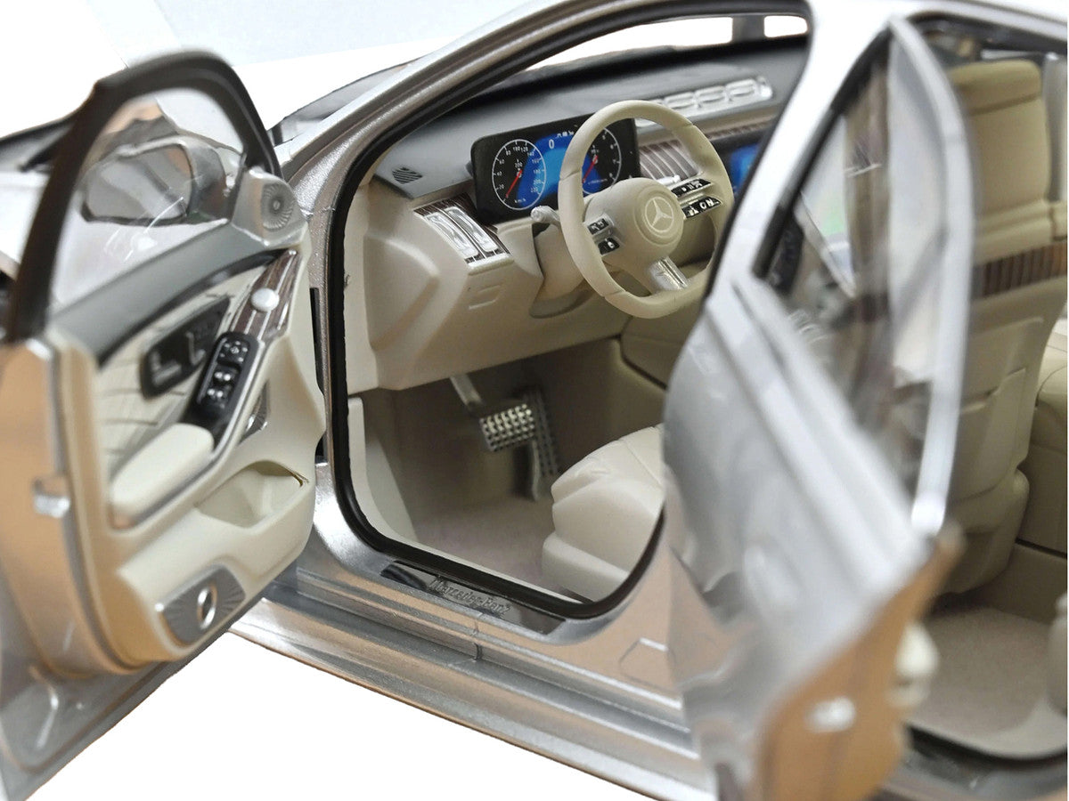 2021 Mercedes-Benz S-Class AMG Line Silver Metallic with Sunroof 1/18 Diecast Model Car by Norev-2