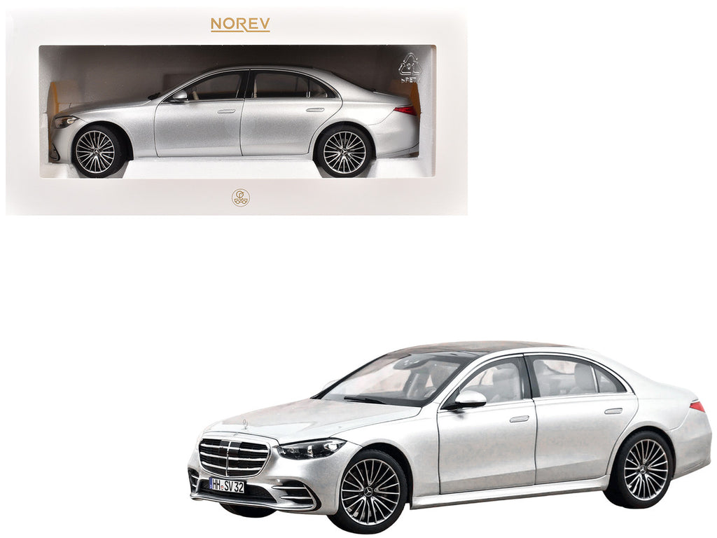 2021 Mercedes-Benz S-Class AMG Line Silver Metallic with Sunroof 1/18 Diecast Model Car by Norev-4