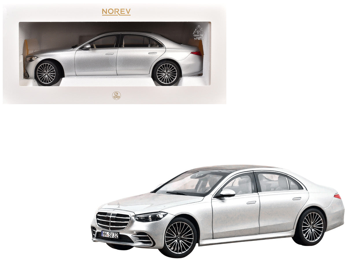 2021 Mercedes-Benz S-Class AMG Line Silver Metallic with Sunroof 1/18 Diecast Model Car by Norev-4