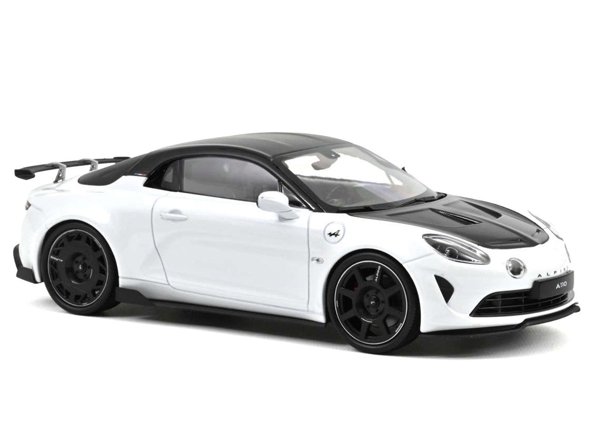 2024 Alpine A110 R Pearl White Metallic with Carbon Hood and Top 1/18 Diecast Model Car by Norev-1