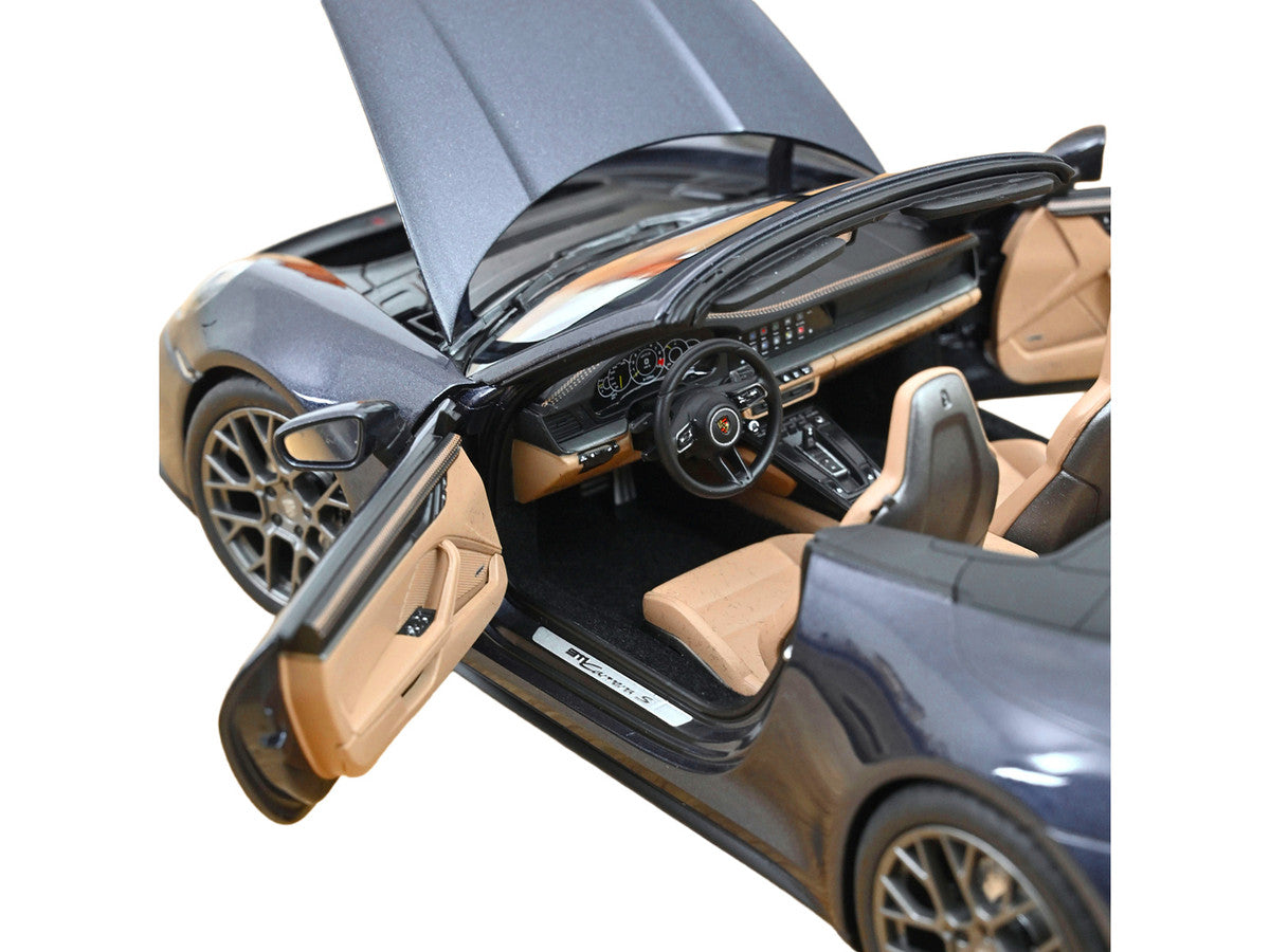 2024 Porsche 911 Carrera S Cabriolet Yachting Blue Metallic 1/18 Diecast Model Car by Norev-2