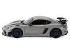 2023 Porsche Cayman GT4 RS Weissach Pack Chalk Gray with Carbon Hood Stripes 1/18 Diecast Model Car by Norev