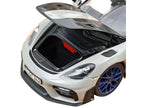 2023 Porsche Cayman GT4 RS Weissach Pack Chalk Gray with Carbon Hood Stripes 1/18 Diecast Model Car by Norev