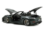 2023 Porsche 718 Spyder RS Weissach Pack Forest Green Metallic with Carbon Hood Stripes 1/18 Diecast Model Car by Norev