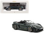 2023 Porsche 718 Spyder RS Weissach Pack Forest Green Metallic with Carbon Hood Stripes 1/18 Diecast Model Car by Norev-4