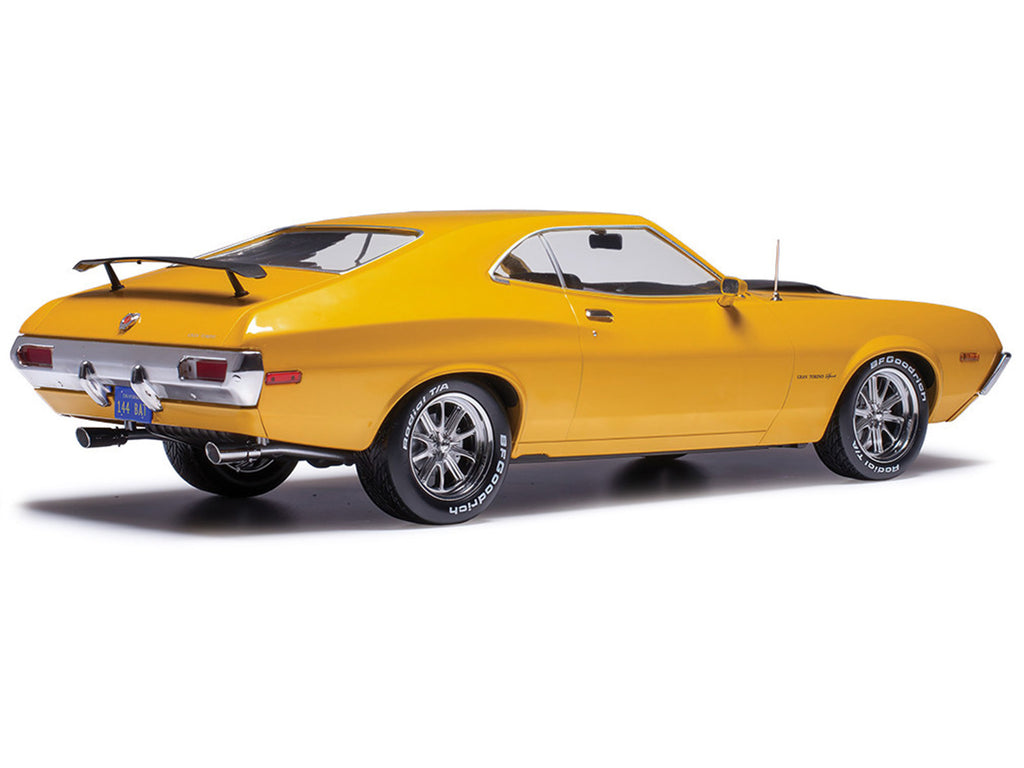 1972 Ford Gran Torino Sport 2-Door Orange Metallic with Black Hood Stripes 1/18 Diecast Model Car by IXO Models