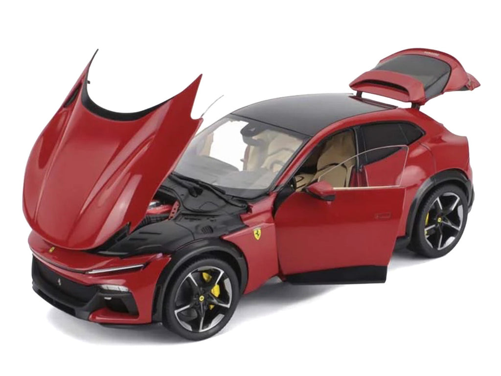 2022 Ferrari Purosangue Rosso Corsa Red with Black Top 1/18 Diecast Model Car by Polistil-1