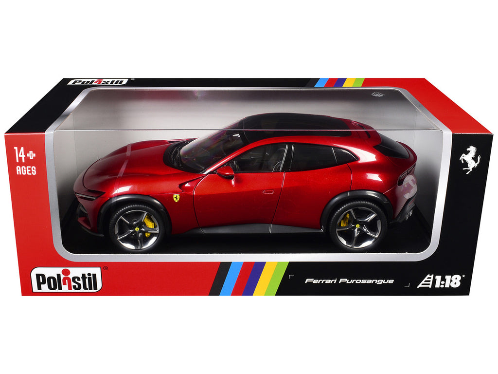 2022 Ferrari Purosangue Rosso Magma Red Metallic with Black Top 1/18 Diecast Model Car by Polistil-0