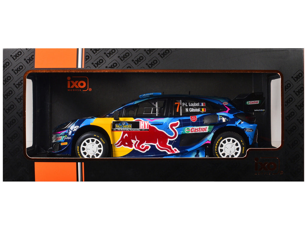 Ford Puma Rally1 #7 Pierre-Louis Loubet - Nicolas Gilsoul "Rally Sweden" (2023) 1/18 Diecast Model Car by IXO Models-2