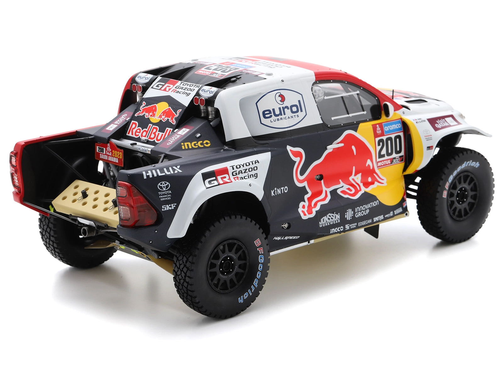 Toyota GR SKR HILUX T1+ Pickup Truck #200 Nasser Al-Attiyah - Mathieu Baumel "Toyota Gazoo Racing" Winner "Dakar Rally" (2023) with Acrylic Display Case 1/18 Model Car by Spark