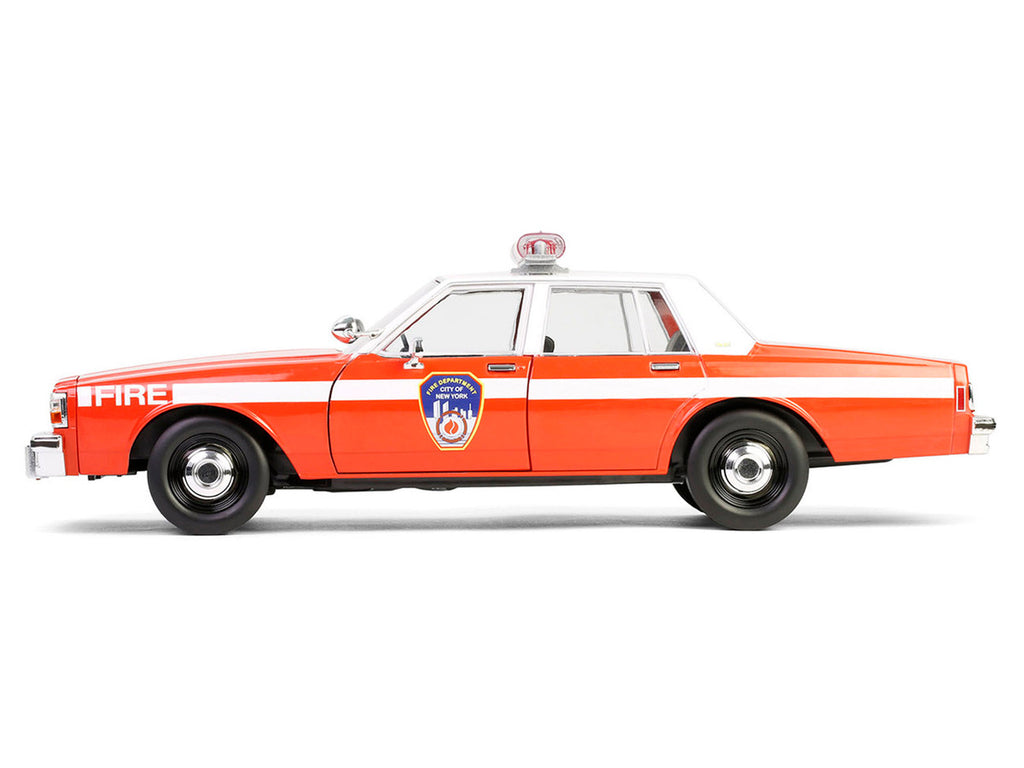 1987 Chevrolet Caprice 9C1 "FDNY (The Official Fire Department City of New York)" Red with White Top and Stripes "Artisan Collection" 1/18 Diecast Model Car by Greenlight-2