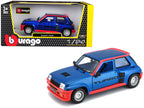 Renault 5 Turbo Metallic Blue with Red Accents 1/24 Diecast Model Car by Bburago-0