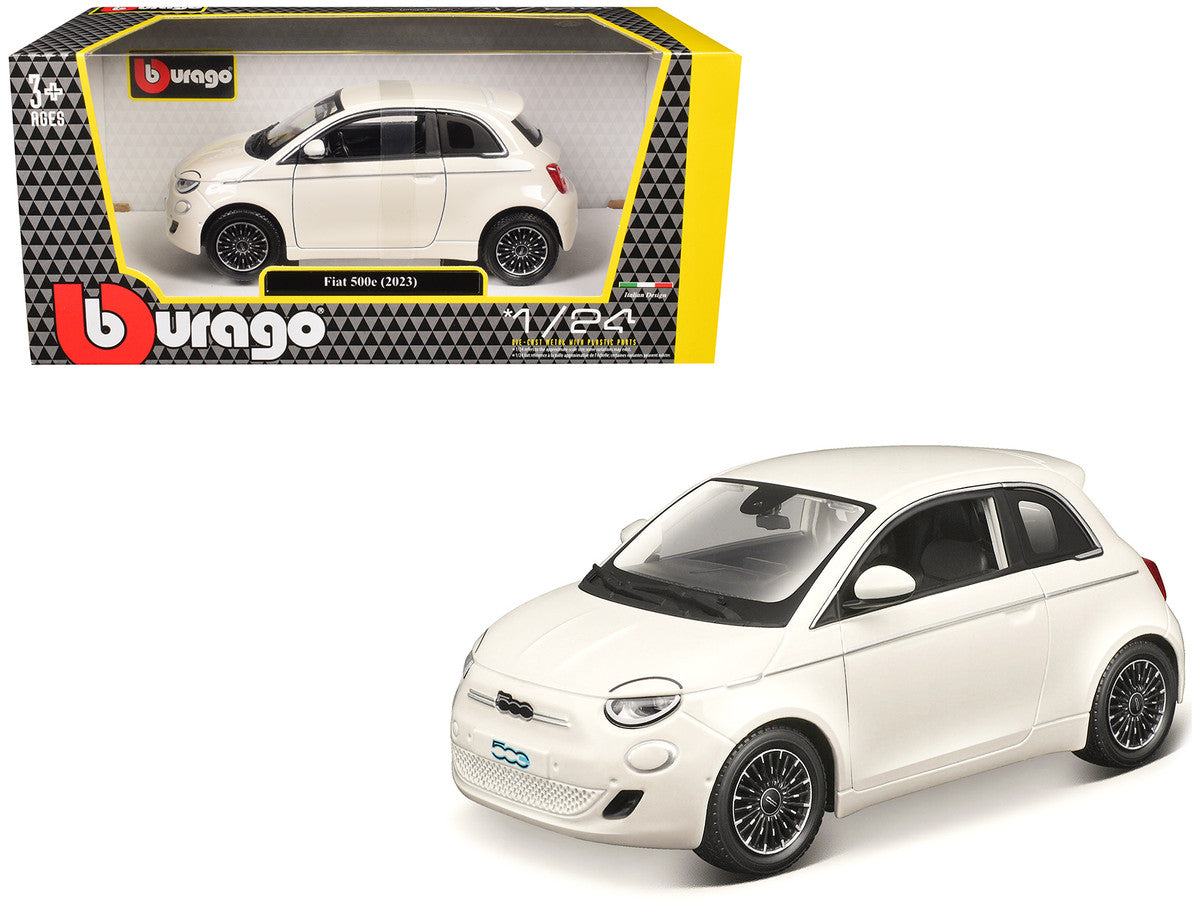 2023 Fiat 500e White 1/24 Diecast Model Car by Bburago-2