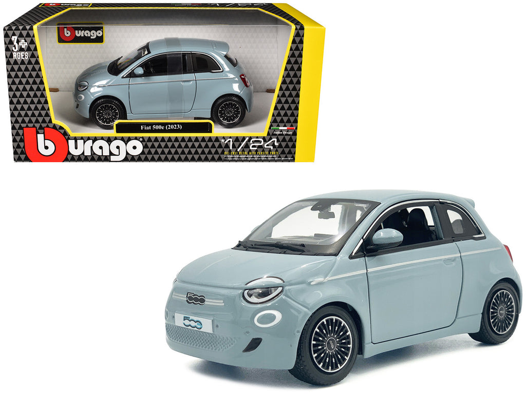 2023 Fiat 500e Light Blue 1/24 Diecast Model Car by Bburago-4