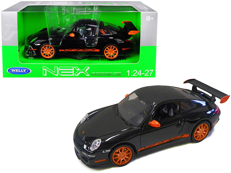 Porsche 911 (997) GT3 RS Black with Orange Accents 1/24-1/27 Diecast Model Car by Welly-0