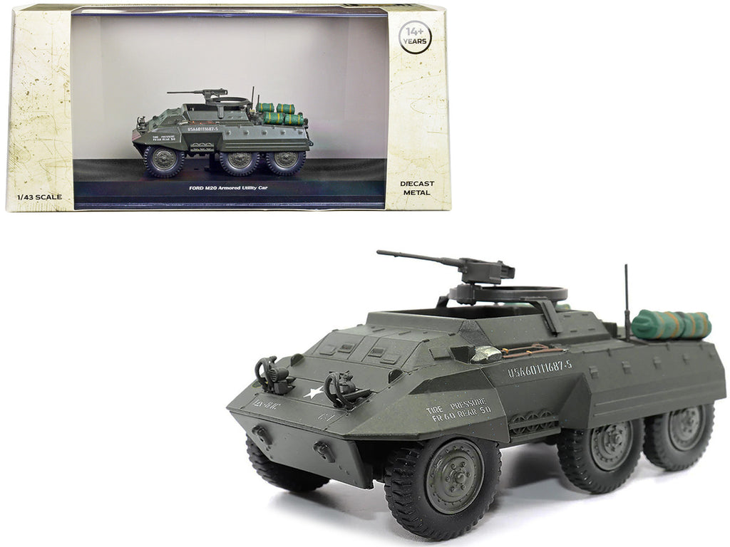 Ford M20 Armored Utility Car Olive Drab "United States Army" 1/43 Diecast Model by Militaria Die Cast-0