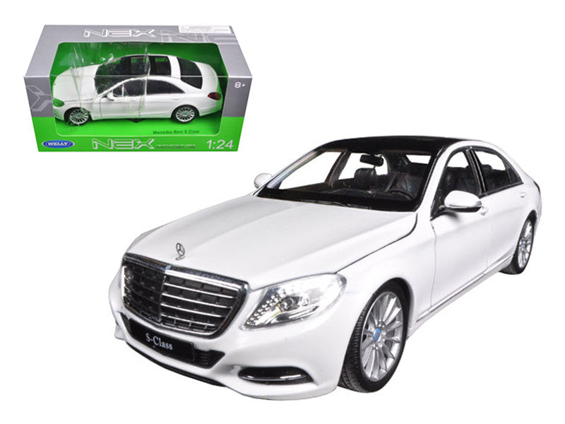 Mercedes Benz S Class with Sunroof White "NEX Models" 1/24 Diecast Model Car by Welly-0