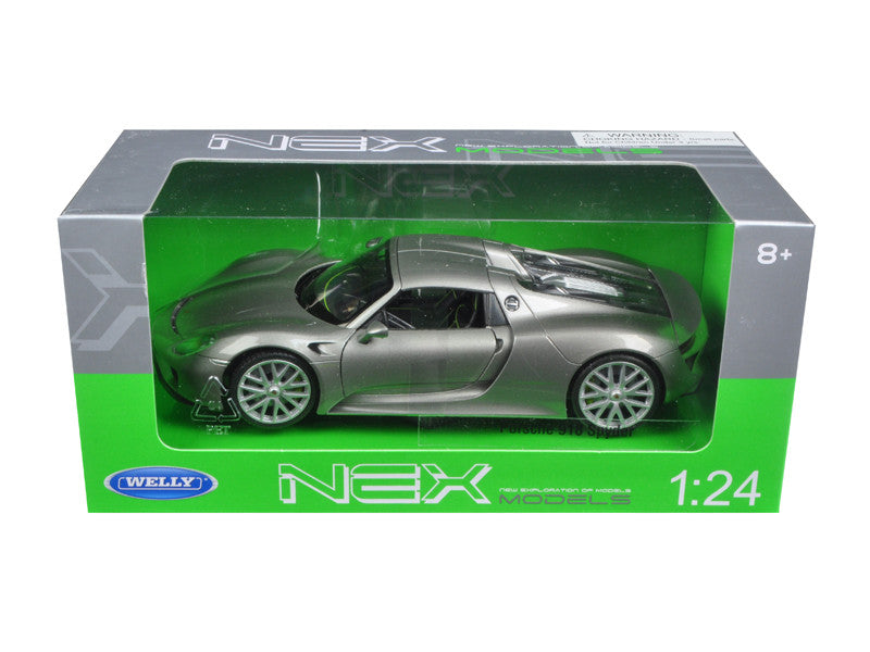 Porsche 918 Spyder Silver Closed Roof 1/24 Diecast Model Car by Welly-2