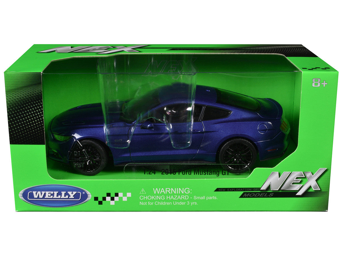 2015 Ford Mustang GT 5.0 Blue Metallic "NEX Models" Series 1/24 Diecast Model Car by Welly-2