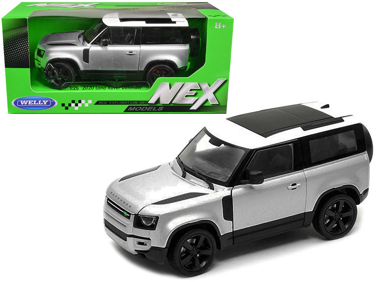 2020 Land Rover Defender Silver Metallic with White Top "NEX Models" 1/26 Diecast Model Car by Welly-0