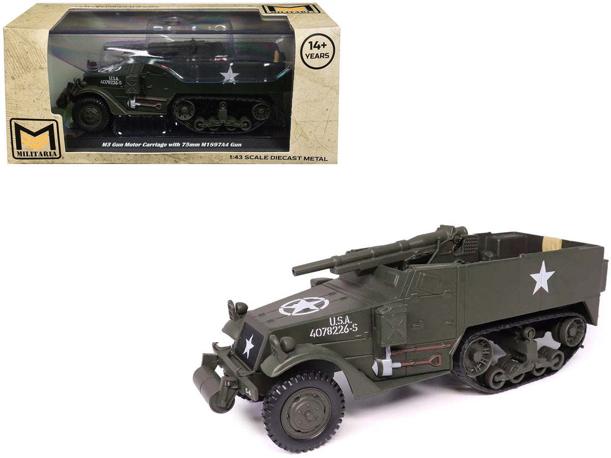 M3 Gun Motor Carriage with 75mm M1897A4 Gun Olive Drab "United States Army" 1/43 Diecast Model by Militaria Die Cast-4