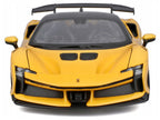 Ferrari SF90 XX Stradale Yellow with Black Top "Race and Play" Series 1/24 Diecast Model Car by Bburago-2