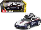 Porsche 911 Dakar #953 "Roughroads Porsche" Blue and White with Stripes and Roof Rack "Race" Series 1/24 Diecast Model Car by Bburago-4