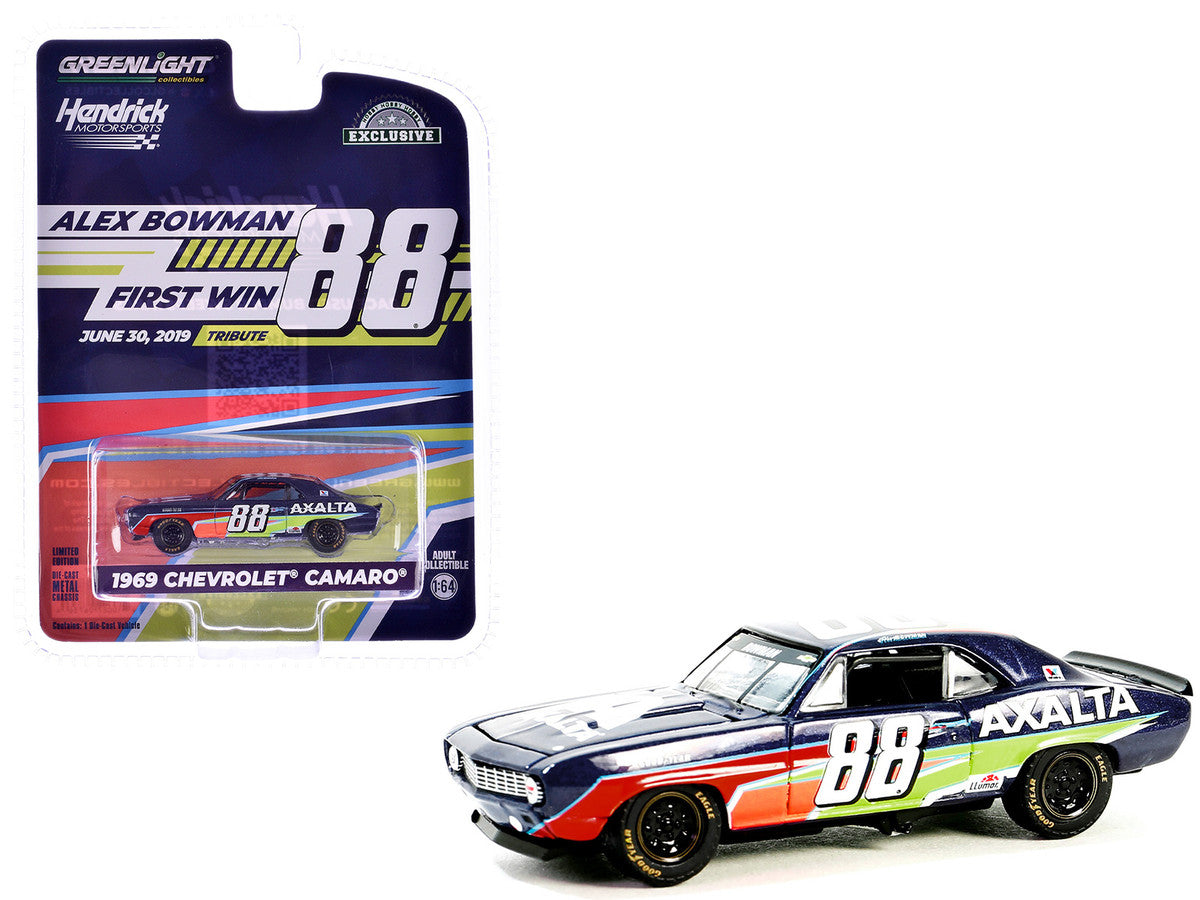 1969 Chevrolet Camaro #88 "Alex Bowman - Hendrick Motorsports First Win Tribute" Dark Blue with Graphics "Hobby Exclusive" Series 1/64 Diecast Model Car by Greenlight-2