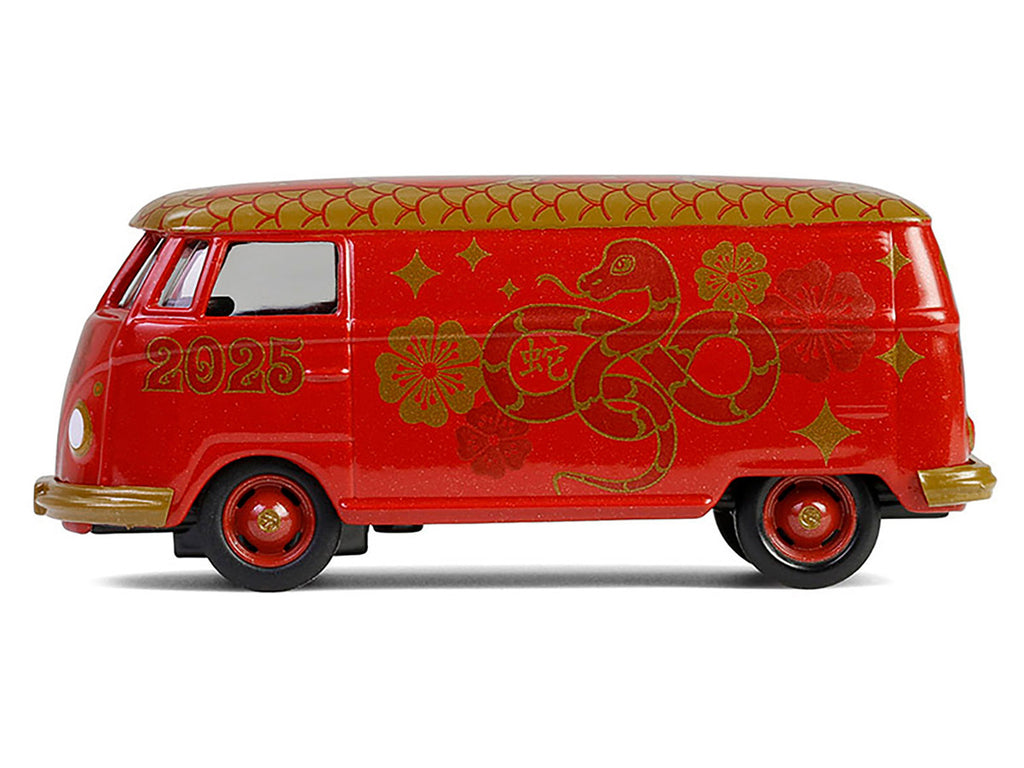 Volkswagen Type 2 Panel Van "Chinese Zodiac 2025 Year of the Snake" Red with Graphics "Hobby Exclusive" Series 1/64 Diecast Model Car by Greenlight-1