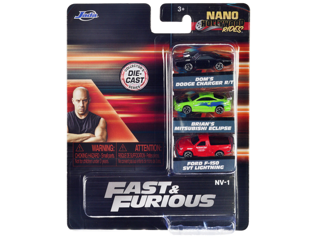 "Fast & Furious" 3 piece Set "Nano Hollywood Rides" Diecast Model Cars by Jada