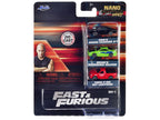 "Fast & Furious" 3 piece Set "Nano Hollywood Rides" Diecast Model Cars by Jada