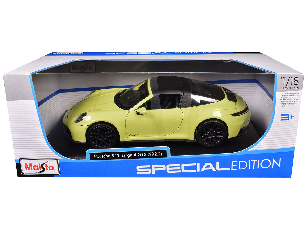 Porsche 911 Targa 4 GTS (992.2) Yellow with Black Top "Special Edition" Series 1/18 Diecast Model Car by Maisto-2