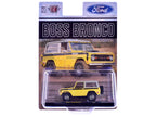 1969 Ford Bronco Yellow with Black Stripes and Gray Top Limited Edition to 6380 pieces Worldwide 1/64 Diecast Model Car by M2 Machines-1