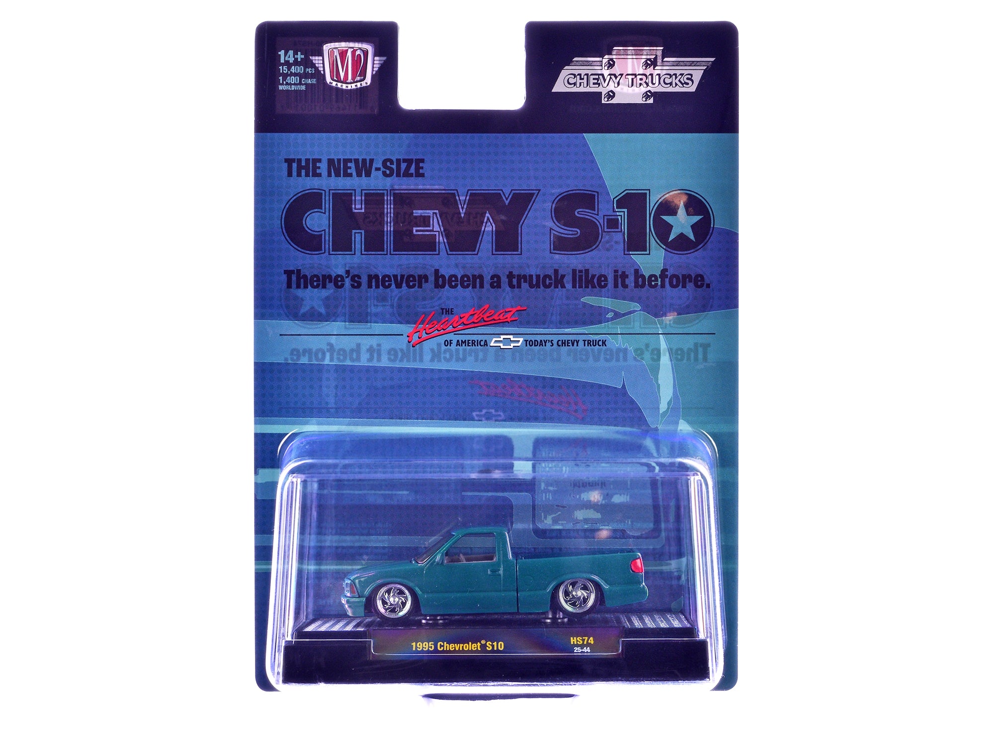 1995 Chevrolet S10 Pickup Truck Teal Metallic Limited Edition to 15400 pieces Worldwide 1/64 Diecast Model Car by M2 Machines