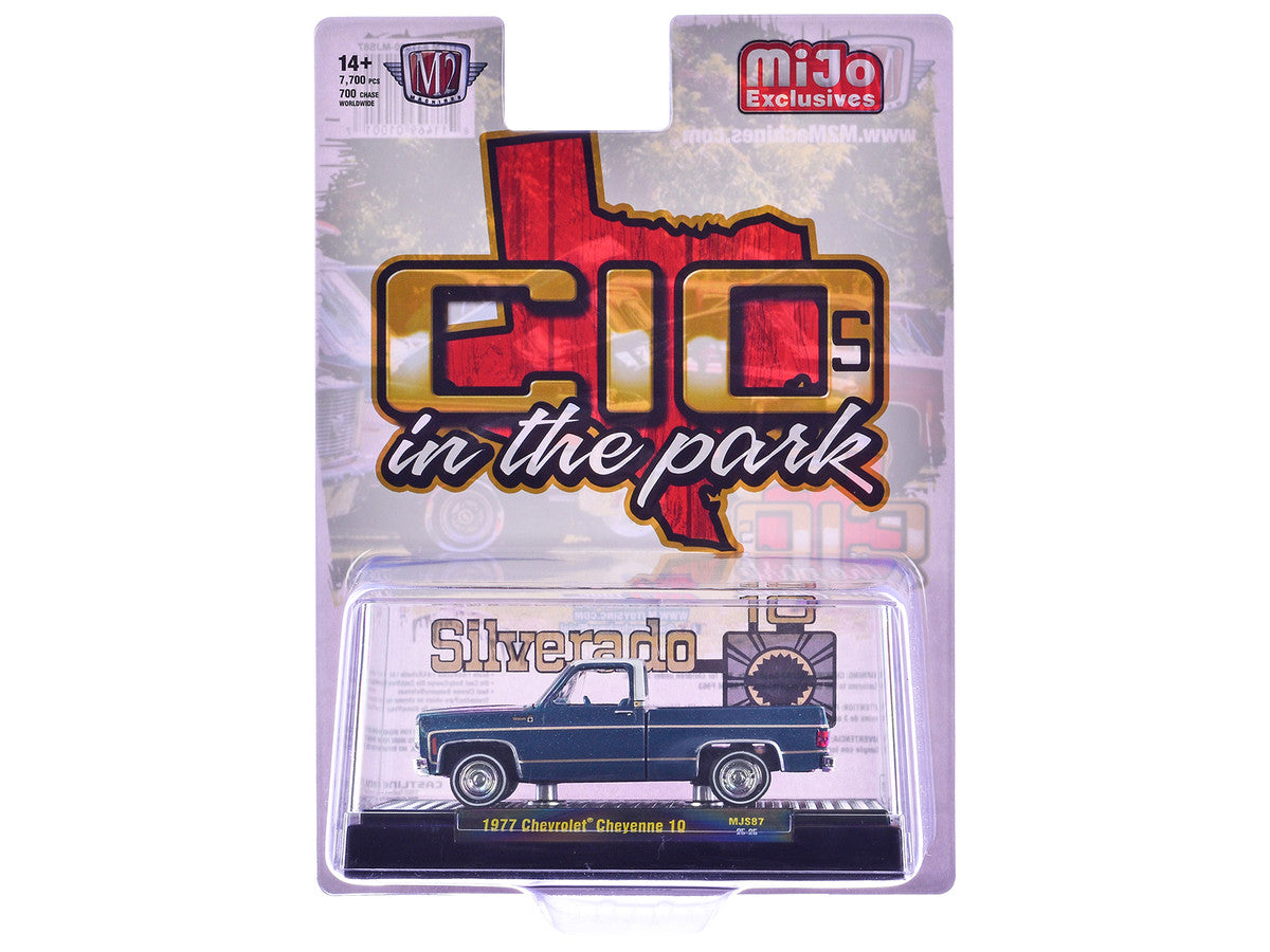 1977 Chevrolet Cheyenne 10 Pickup Truck Blue Metallic with White Top and Blue Interior Limited Edition to 7700 pieces Worldwide 1/64 Diecast Model Car by M2 Machines-2