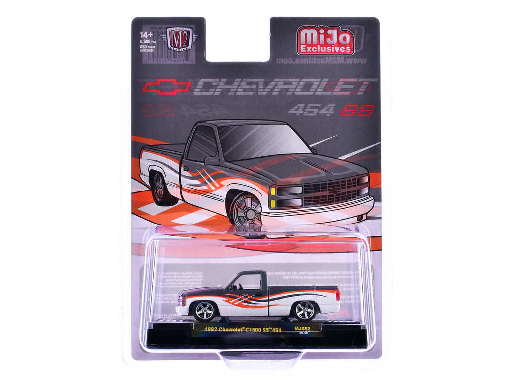 1992 Chevrolet C1500 SS 454 Pickup Truck Gray and White with Graphics Limited Edition to 9680 pieces Worldwide 1/64 Diecast Model Car by M2 Machines-2