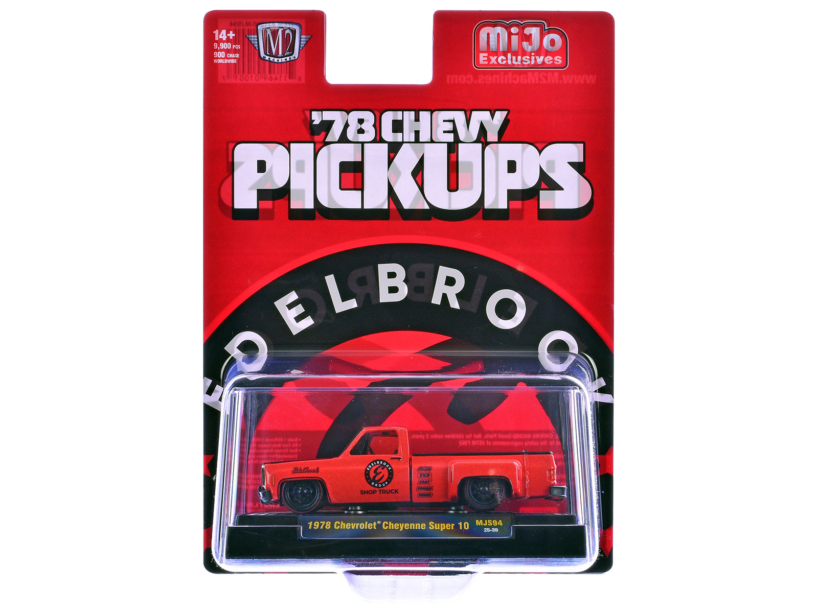 1978 Chevrolet Cheyenne Super 10 Pickup Truck "Edelbrock" Red with Black Hood Limited Edition to 9900 pieces Worldwide 1/64 Diecast Model Car by M2 Machines