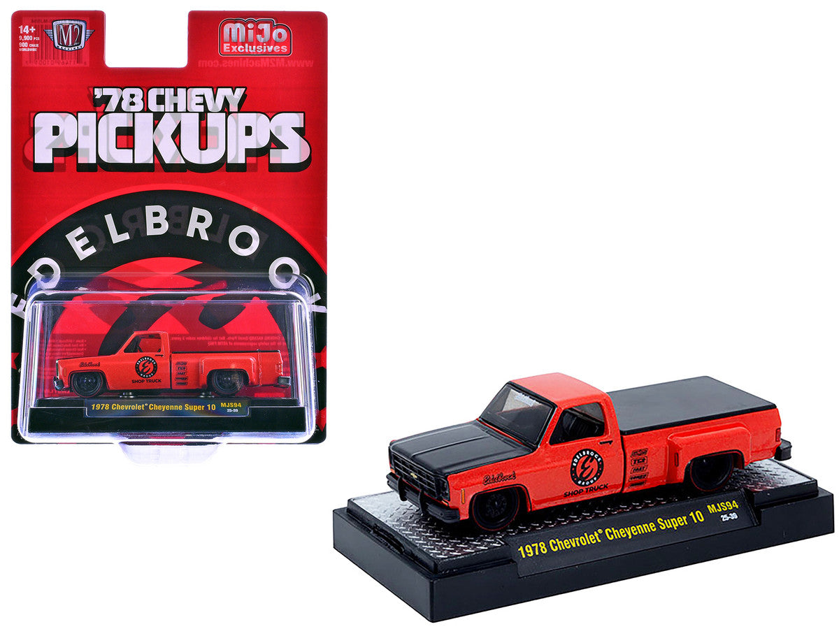 1978 Chevrolet Cheyenne Super 10 Pickup Truck "Edelbrock" Red with Black Hood Limited Edition to 9900 pieces Worldwide 1/64 Diecast Model Car by M2 Machines-2