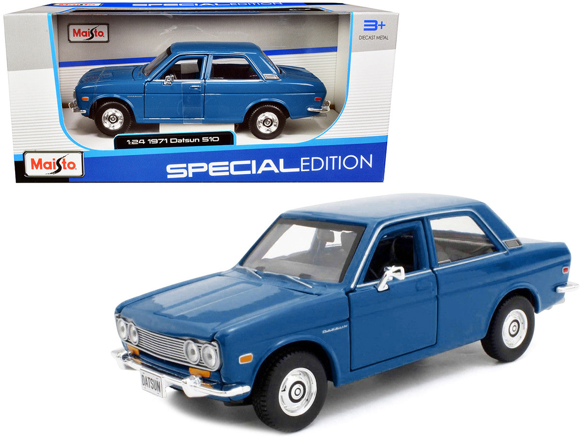 1971 Datsun 510 Blue "Special Edition" 1/24 Diecast Model Car by Maisto-0