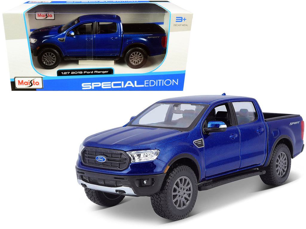 2019 Ford Ranger Lariat Sport Pickup Truck Dark Blue Metallic 1/27 Diecast Model Car by Maisto-4