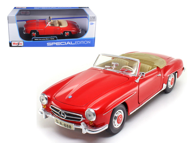 1955 Mercedes Benz 190 SL Red 1/18 Diecast Model Car  by Maisto-0