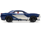 2015 Dodge Challenger SRT Hellcat Dark Blue with Graphics and Red Interior and Thor Diecast Figure "The Mighty Thor" "Marvel" Series 1/24 Diecast Model Car by Jada-2