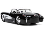 1957 Chevrolet Corvette Black with White Top and Wolfman Diecast Figure "Universal Monsters" "Hollywood Rides" Series 1/24 Diecast Model Car by Jada-2