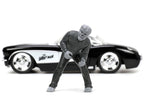 1957 Chevrolet Corvette Black with White Top and Wolfman Diecast Figure "Universal Monsters" "Hollywood Rides" Series 1/24 Diecast Model Car by Jada-4