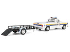 1990 Dodge Ram D250 Pickup Truck "Philadelphia PA Police Department" White with Stripes and Utility Trailer "Hot Pursuit Hitch & Tow" Series 1 1/64 Diecast Model Cars by Greenlight-0