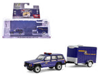 2001 Jeep Cherokee "New York State Police" Blue with Yellow Stripes and Small Cargo Trailer "Hot Pursuit Hitch & Tow" Series 1 1/64 Diecast Model Cars by Greenlight-4