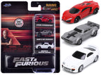 "Fast & Furious" Movie 3 piece Set Series 4 "Nano Hollywood Rides" Series Diecast Model Cars by Jada-0