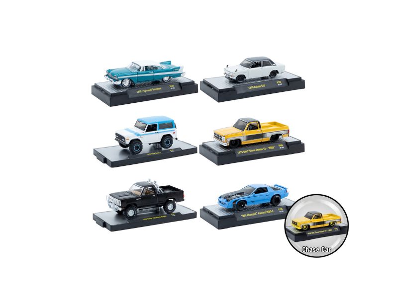 "Auto-Thentics" 6 piece Set Release 106 IN DISPLAY CASES Limited Edition 1/64 Diecast Model Cars by M2 Machines
