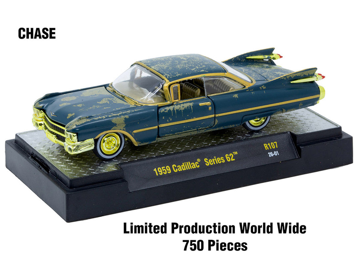"Auto-Thentics" 6 piece Set Release 107 IN DISPLAY CASES Limited Edition 1/64 Diecast Model Cars by M2 Machines-1