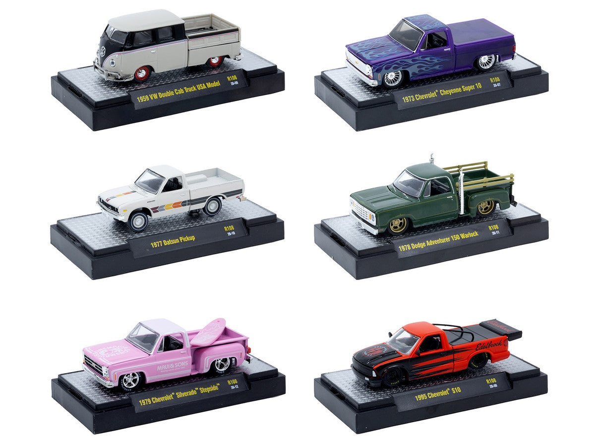 "Auto-Thentics" 6 piece Set Release 108 IN DISPLAY CASES Limited Edition1/64 Diecast Model Cars by M2 Machines-0